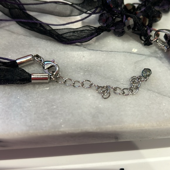 Elegant Jet Black Crystal Formal Necklace-Adjustable-Boutique - Picture 5 of 6